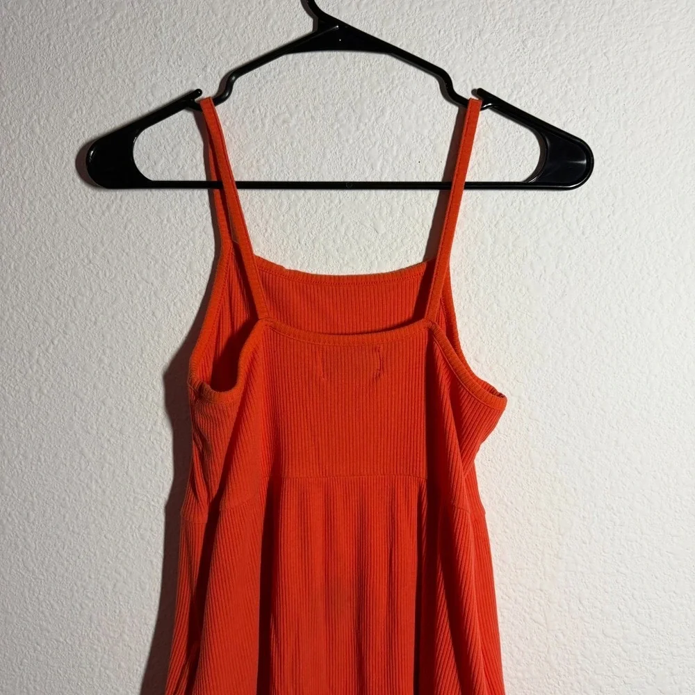 Old Navy Fit & Flare Dress Girls XL 14-16 Orange Ribbed Knit Casual Sleeveless - Picture 4 of 9